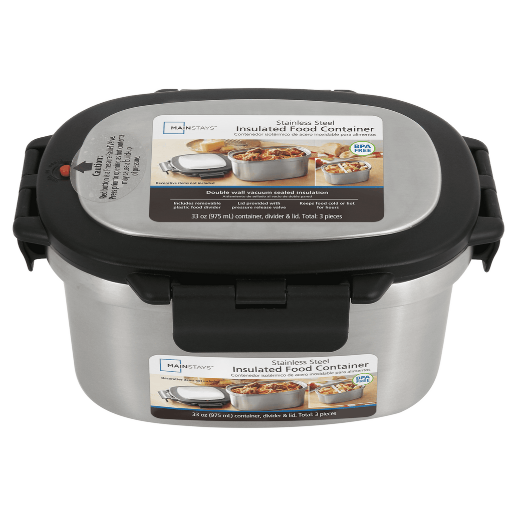 Mainstays 33 oz Insulated Stainless Steel Lunch Box Food Storage Container with Lid