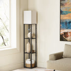 SUNMORY 63'' Floor Lamps with Shelves, Home Standing  Lamp, Include 1000 Lumens Lighting Bulbs, Shelf Floor Lamp, Black Floor Lamps for Living Room, Bedroom, Lamp with Storage Dustproof, UL Certified