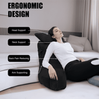 PHOGARY 31inch Reading Pillow for Bed Backrest with Arms - Black - Adult, Ultra-Comfy Microplush Cover & Detachable Neck Roll - Unmatched Support Bed Rest Sit Up Pillow