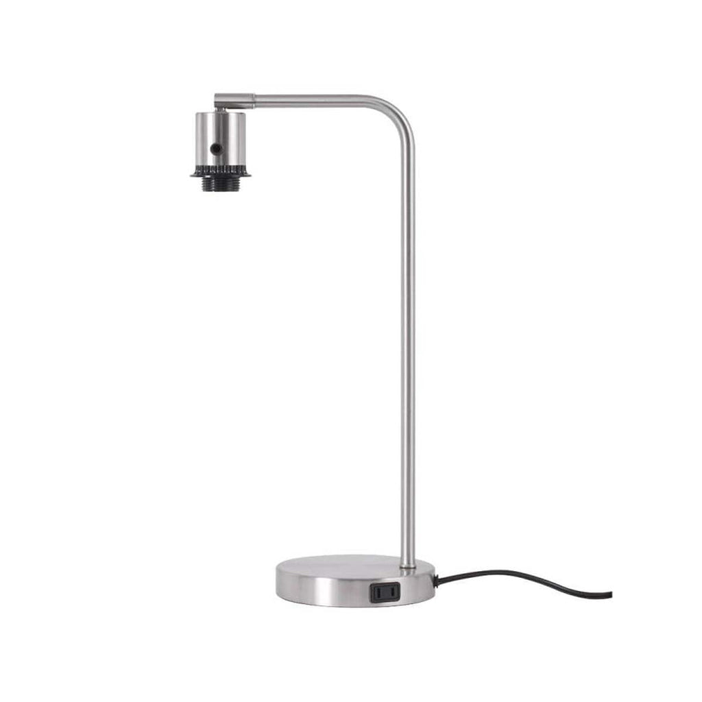 Better Homes & Gardens Modern Desk Lamp with Outlet, Brushed Nickel Base & Fabric Shade, 18.26 Inches