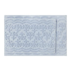 Beautiful Floral Block Scallop 2 Piece Bath Rug Set by Drew Barrymore, Hydrangea Blue, 17" x 24" & 20" x 30"