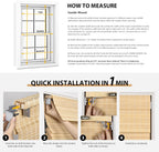 LazBlinds No Tools No Drill Cordless Bamboo Roman Shades, Privacy Room Darkening Window Treatment, Roll Up Bamboo Blinds for Window 34'' W x 64'' H, DP-Natural