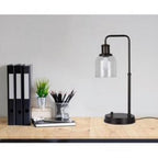 Better Homes & Gardens 20.5 in Height Bronze Metal Desk Lamp with Glass shade and USB Port, Classic Design