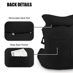 PHOGARY 31inch Reading Pillow for Bed Backrest with Arms - Black - Adult, Ultra-Comfy Microplush Cover & Detachable Neck Roll - Unmatched Support Bed Rest Sit Up Pillow