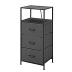 Mainstays 3 Drawer Fabric Nightstand with USB, Grey