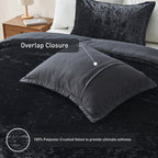 Regency Heights Full/Queen Cozy Velvet Comforter Sets, Luxury 3-Piece All-Season Bedding, Bed Set with Shams，Black