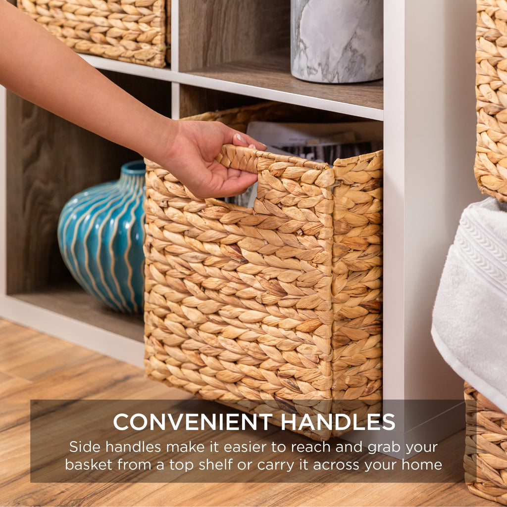 Best Choice Products 10.5x10.5in Hyacinth Storage Baskets, Set of 5 Multipurpose Collapsible Organizers - Natural