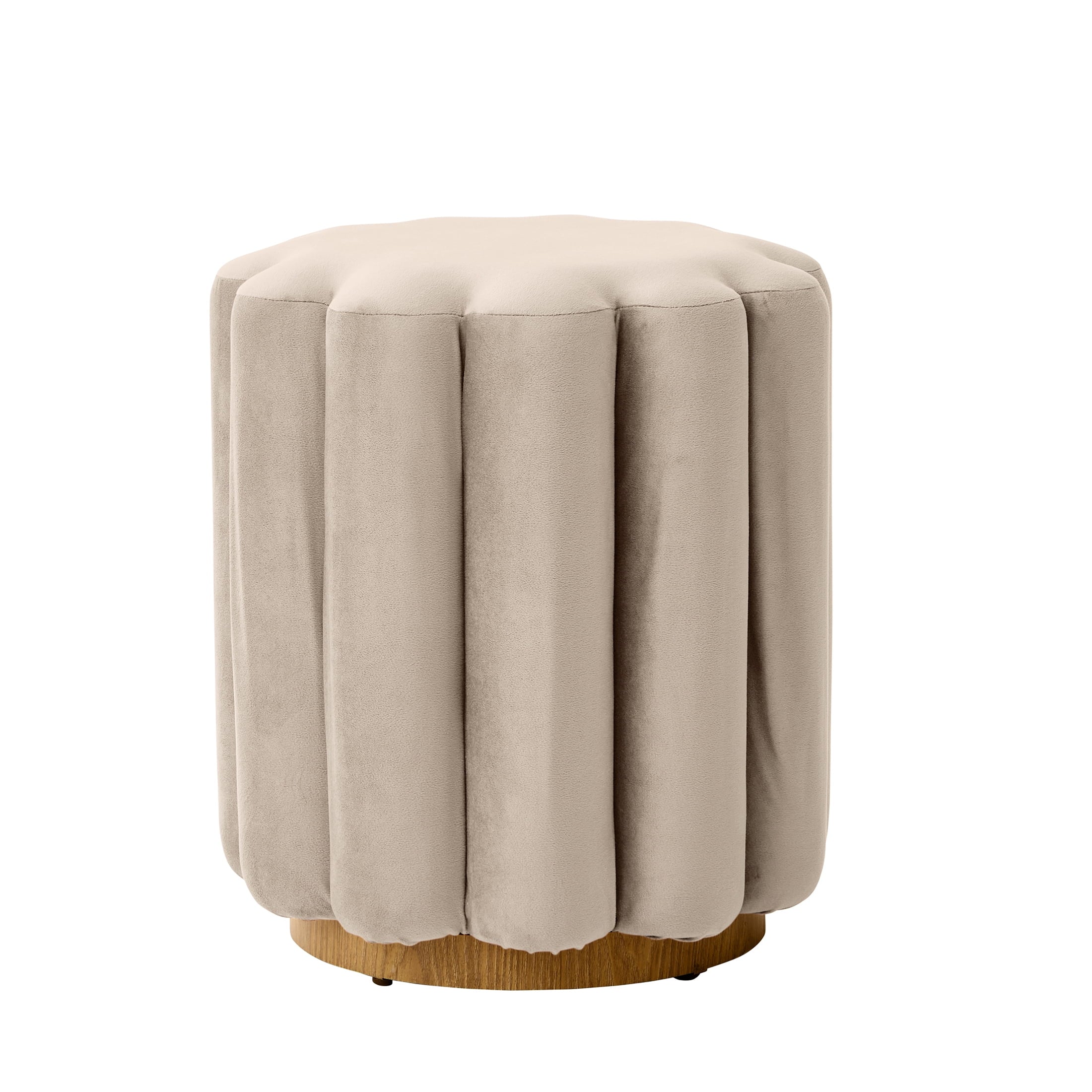 Better Homes & Gardens Lillian Velvet Tufted Ottoman, Beige