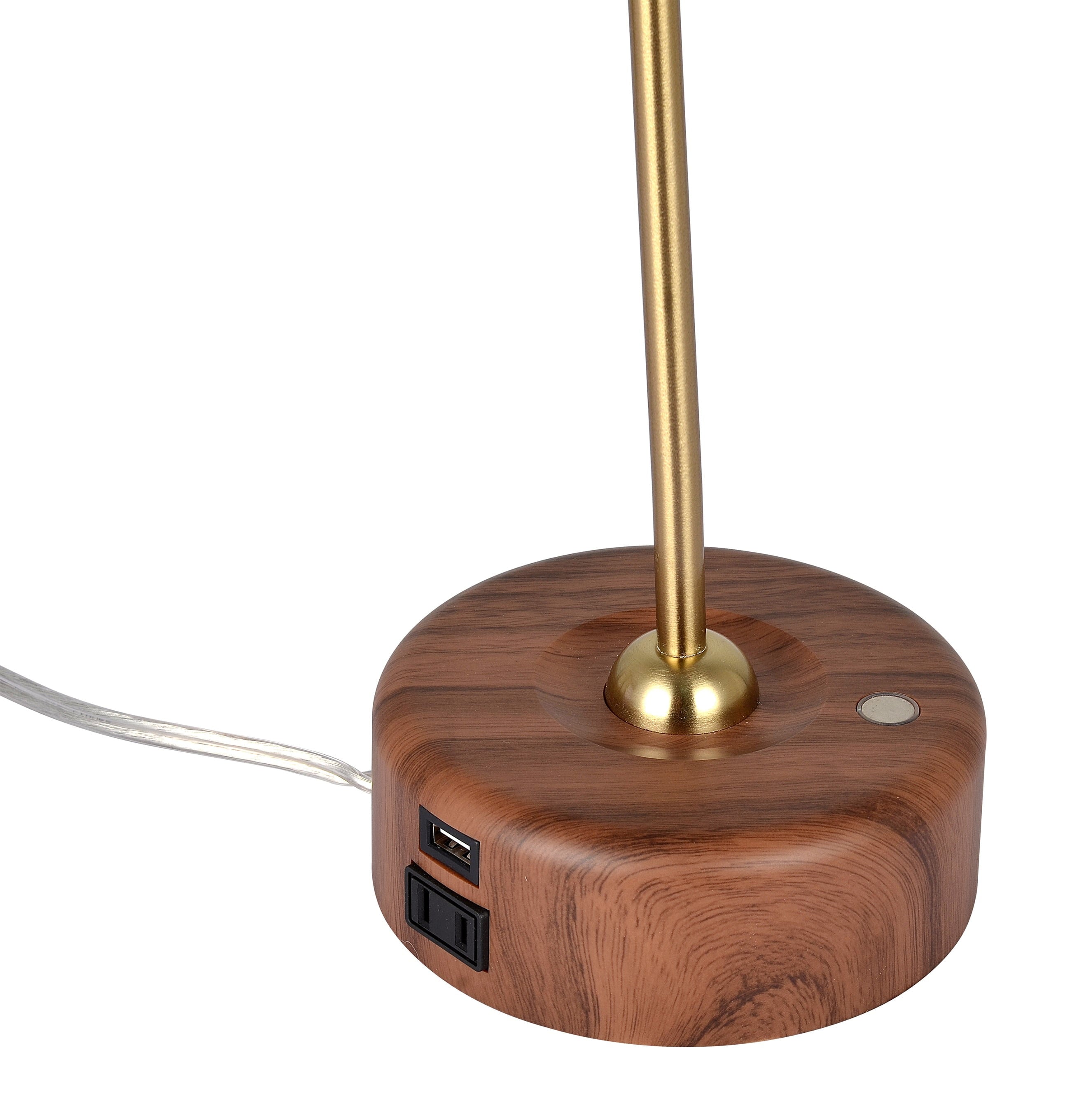 Better Homes & Gardens Modern LED Desk Lamp with Wood Grain Finish, USB & AC Outlet
