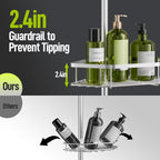 LazySpin 4-Tier Corner Shower Caddy Tension Pole, Fits 37.8”-124”, Silver