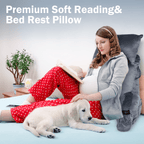 VAVSEA Reading Pillow, Extra Large 31" Backrest Pillow with Arms, Back Pillow with Detachable Neck Roll, 4 Pockets for Watching TV, Bed Rest, Reading, Gaming