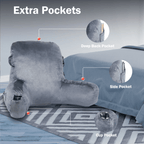 VAVSEA Reading Pillow, Extra Large 31" Backrest Pillow with Arms, Back Pillow with Detachable Neck Roll, 4 Pockets for Watching TV, Bed Rest, Reading, Gaming