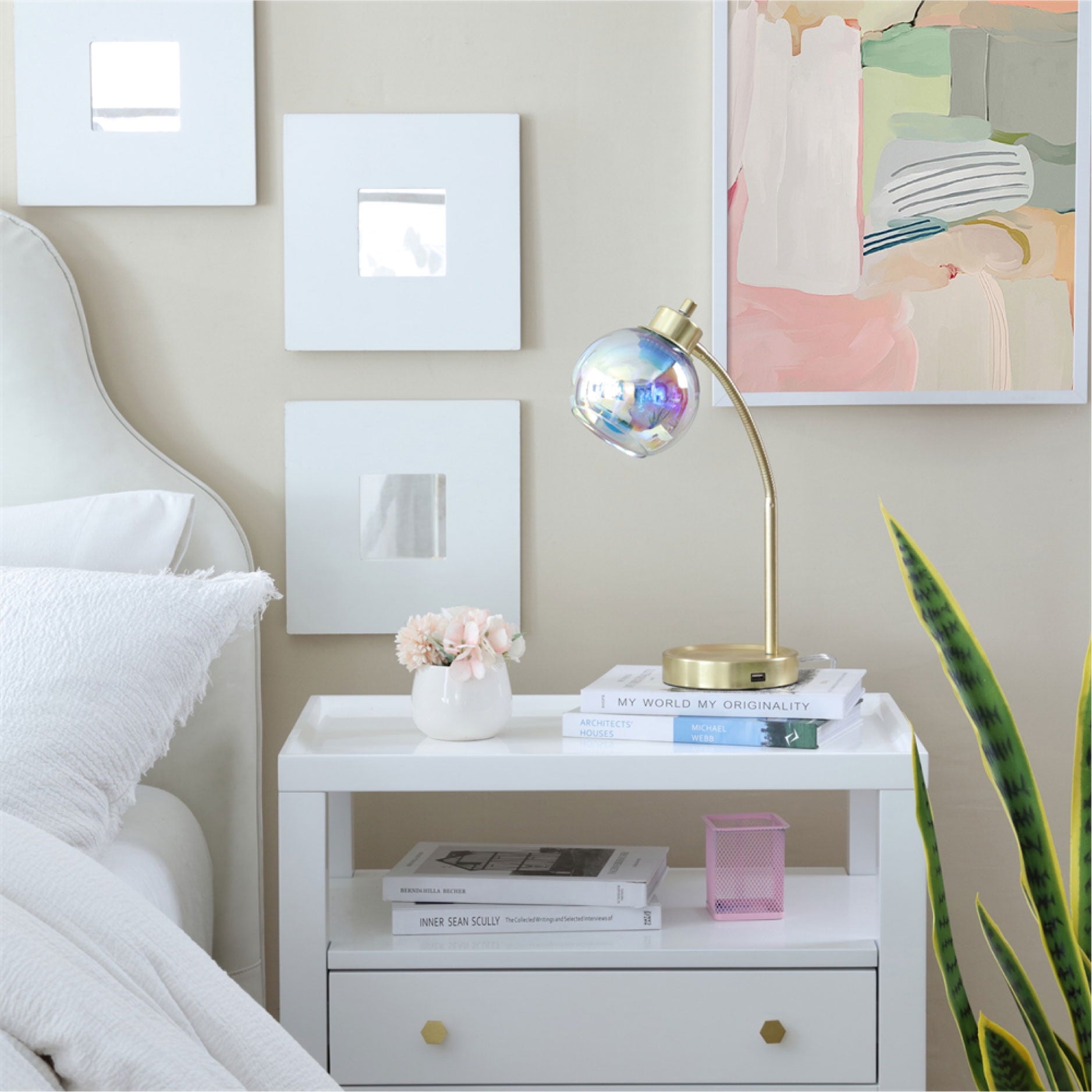 Mainstays Iridescent Orb Lamp, Gold