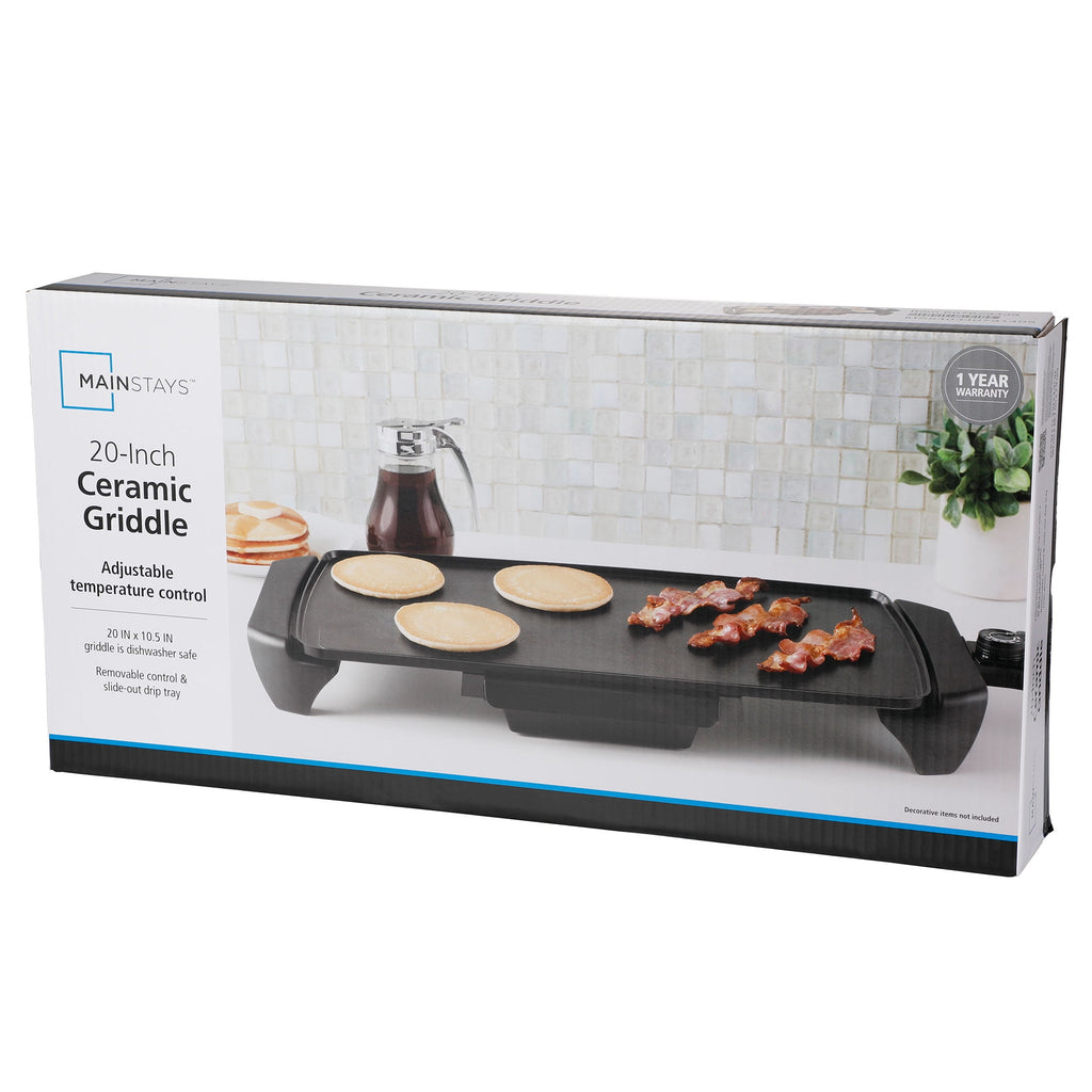 Mainstays 20 inch Electric Griddle - Non-Stick, Temperature Control,1500 W,Ceramic Coating