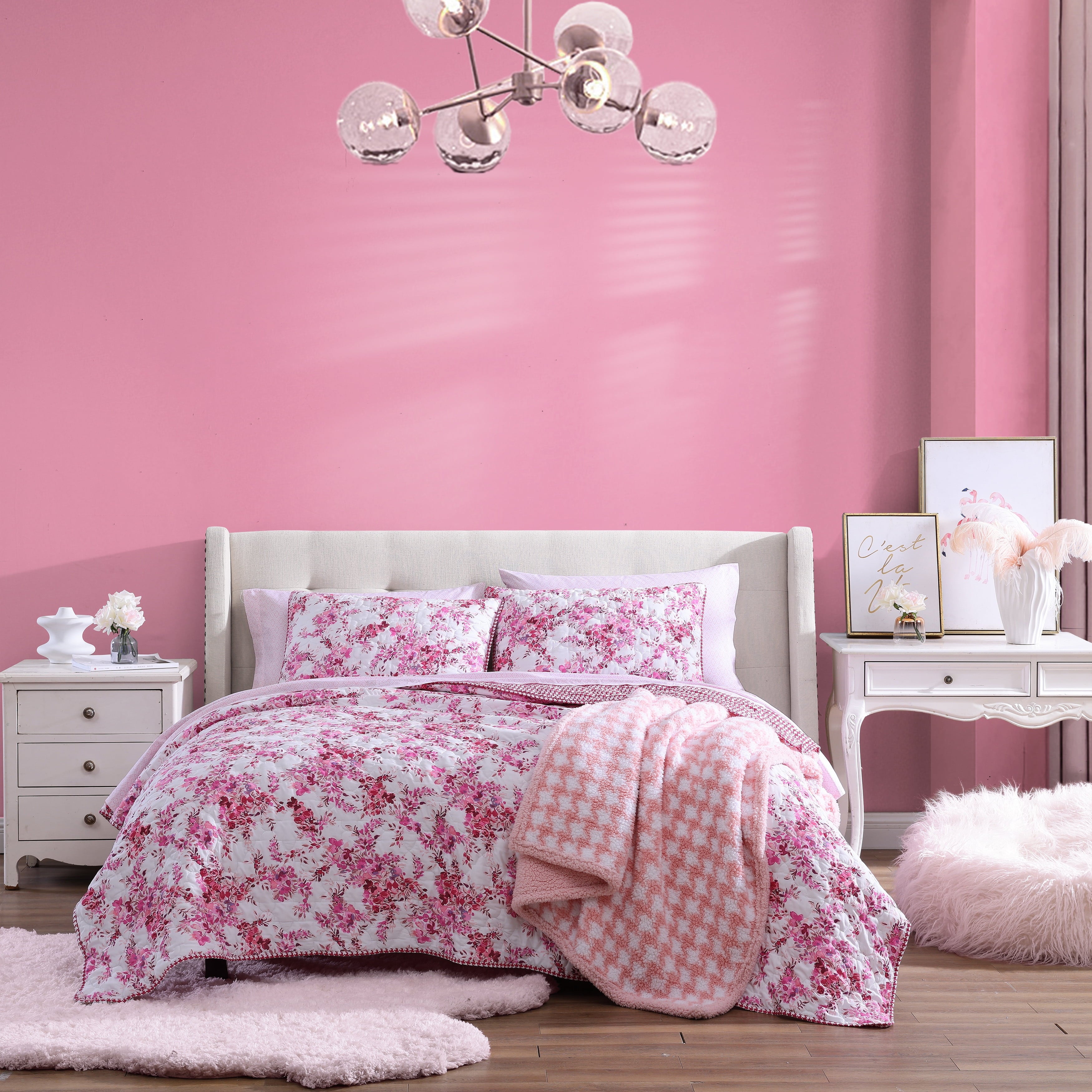 Betsey Johnson Quilt Set Queen Pink