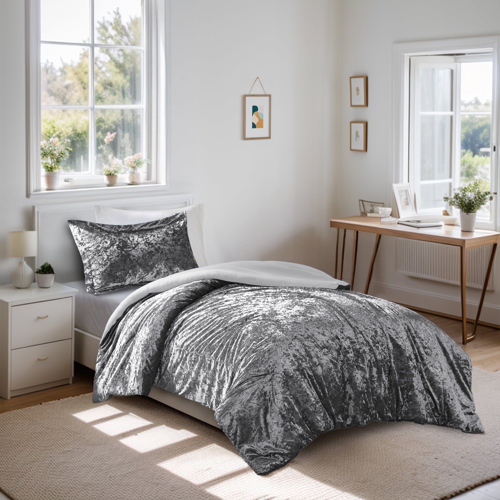 3-Piece Comforter Set Queen Black
