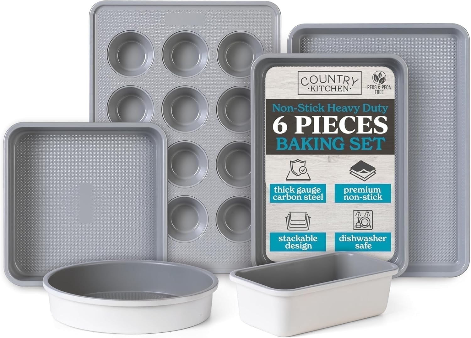 Country Kitchen Heavy Duty Baking Pans Bakeware Set with