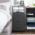 Mainstays 3 Drawer Fabric Nightstand with USB, Grey