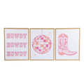 Mainstays 3 Pc Set Pink Western Theme Wall Art, Howdy, Boot