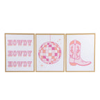 Mainstays 3 Pc Set Pink Western Theme Wall Art, Howdy, Boot
