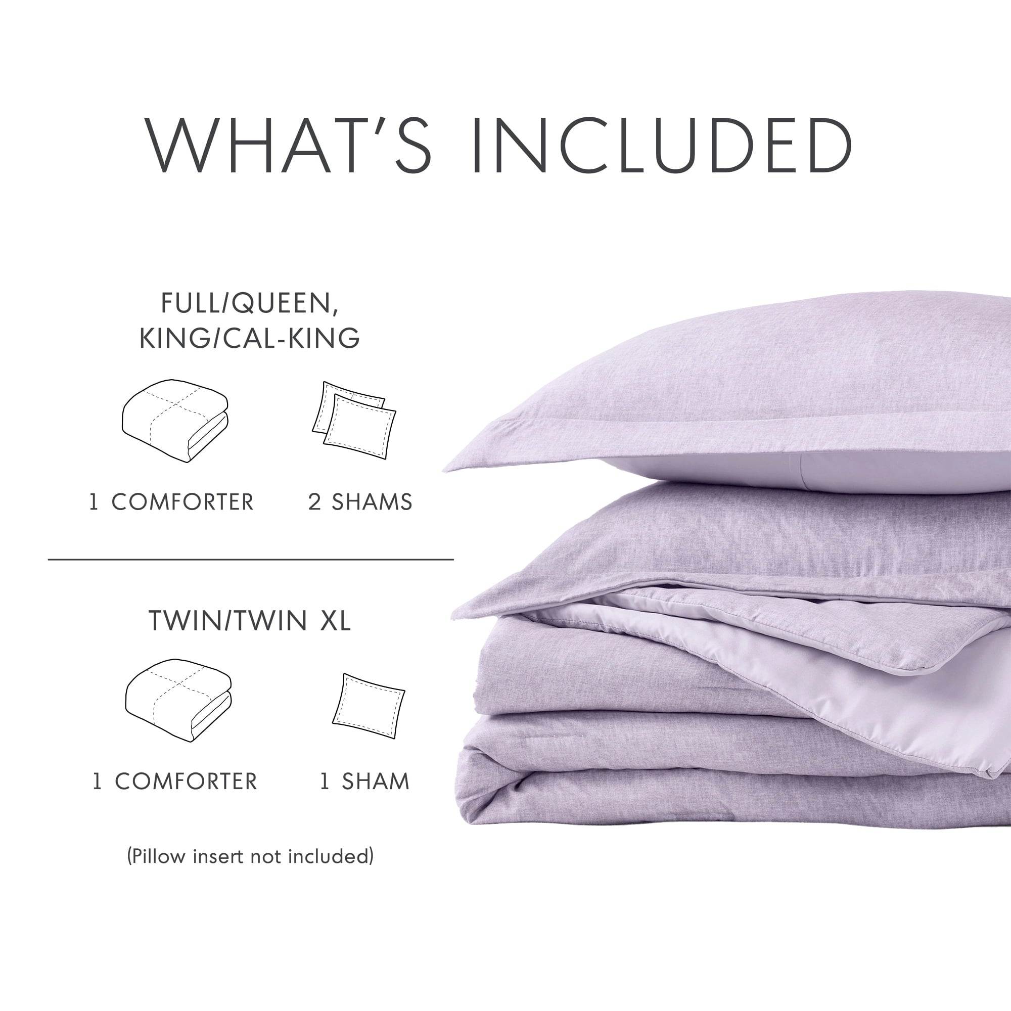Regency Heights King/Cal King Comforter Sets, Reversible 3 Piece Extra Soft Bedding Set, Chambray Print Purple Comforter Bed Set with Pillow Shams