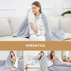 WISHEAD Electric Heated Blanket Throw Soft Flannel & Sherpa, 5 Heat Levels, 3 Hours Auto-Off Over-Heat Protection ETL Certification (50"x60", Light Gray)