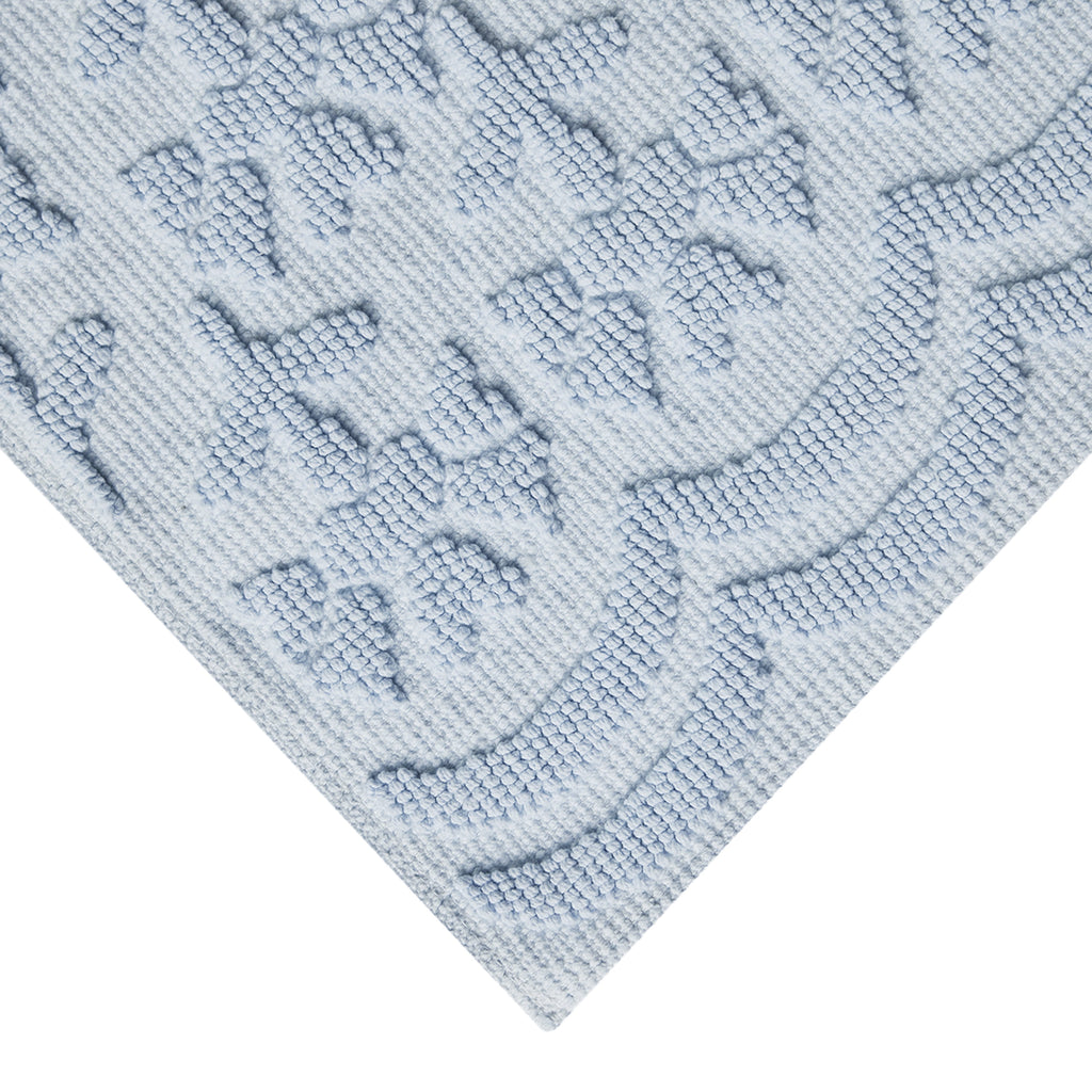 Beautiful Floral Block Scallop 2 Piece Bath Rug Set by Drew Barrymore, Hydrangea Blue, 17" x 24" & 20" x 30"
