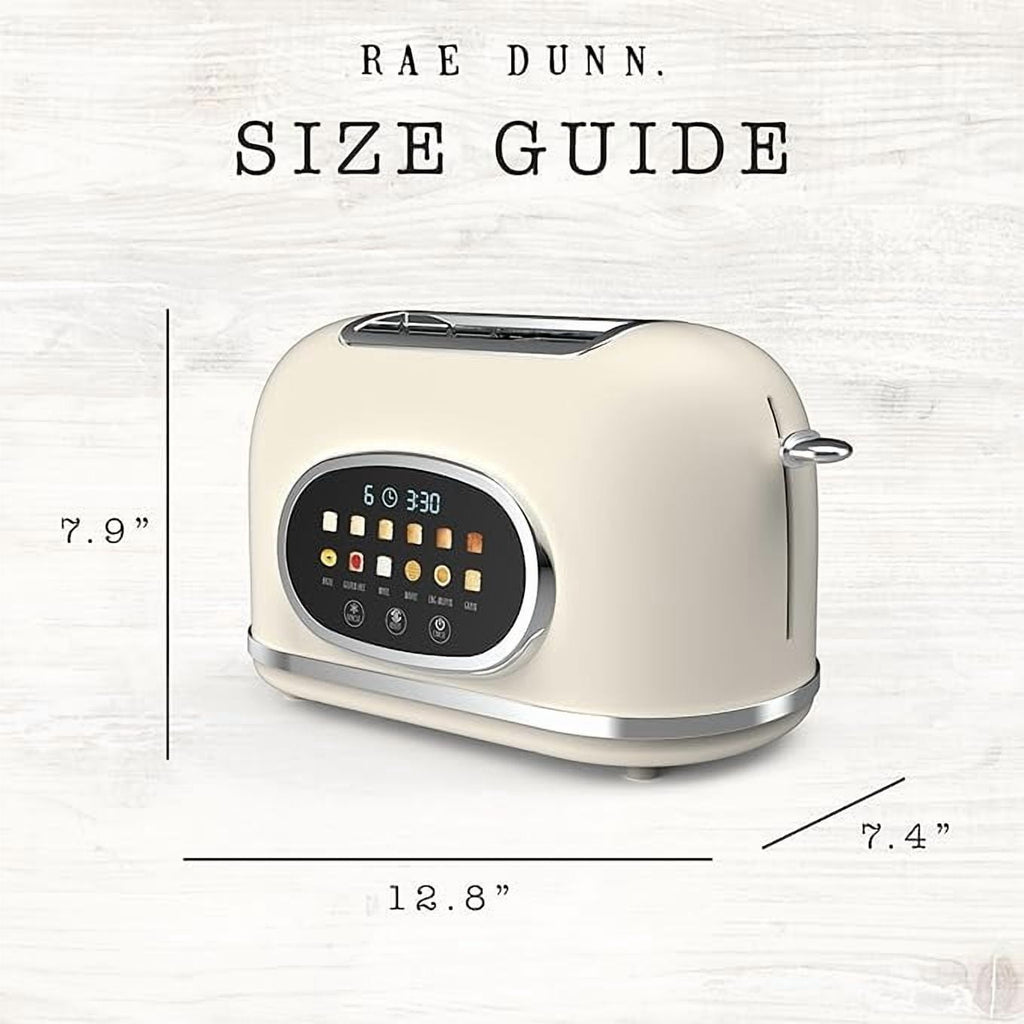 Rae Dunn Toaster, Digital Retro Stainless Steel with 6 Shade Settings, Cream