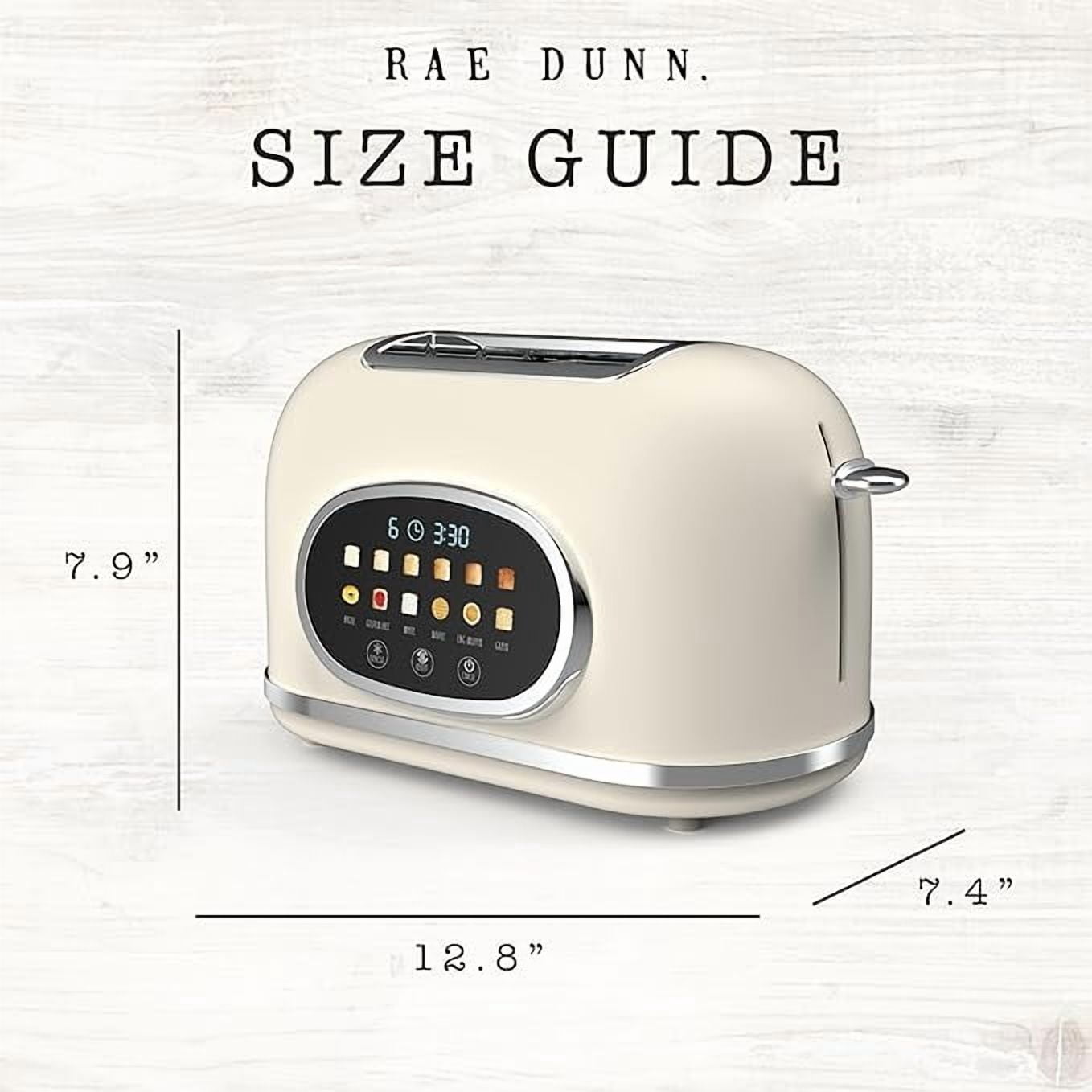 Rae Dunn Toaster, Digital Retro Stainless Steel with 6 Shade Settings, Cream