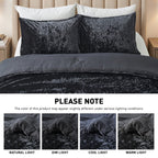 Regency Heights Full/Queen Cozy Velvet Comforter Sets, Luxury 3-Piece All-Season Bedding, Bed Set with Shams，Black
