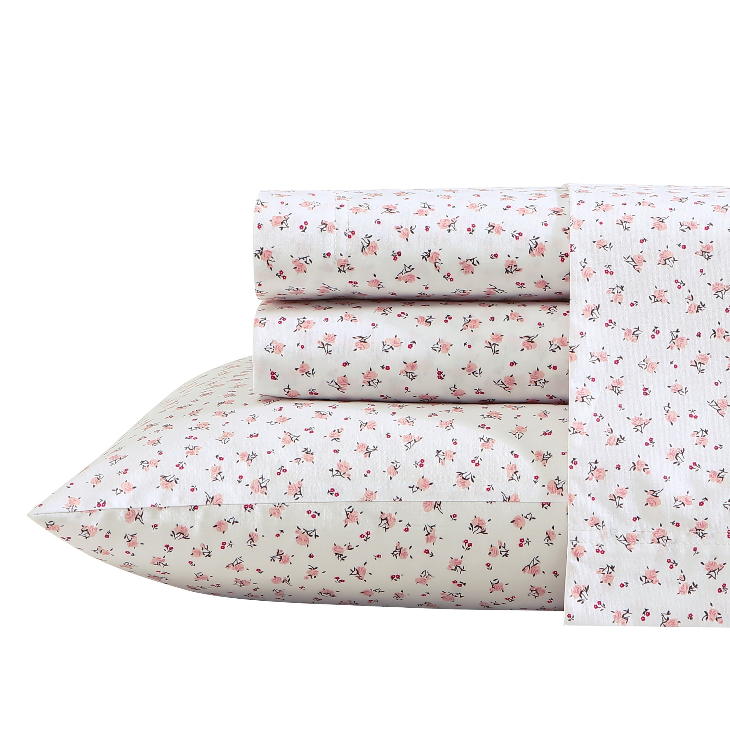 Betsey Johnson Baby Buds Pink Cotton Percale Queen Sheet Set