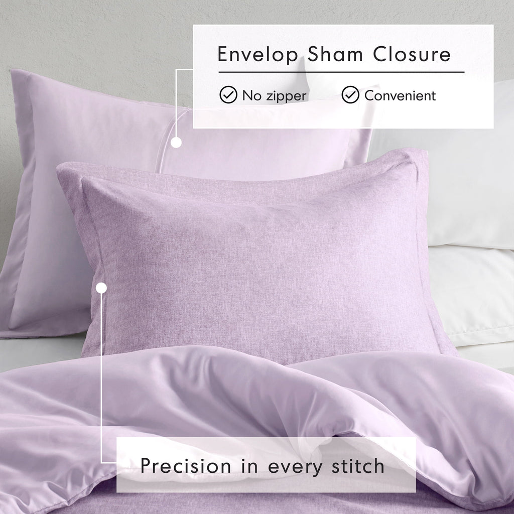 Regency Heights King/Cal King Comforter Sets, Reversible 3 Piece Extra Soft Bedding Set, Chambray Print Purple Comforter Bed Set with Pillow Shams