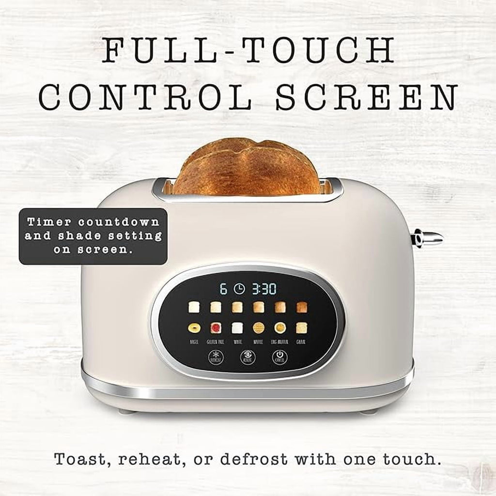 Rae Dunn Toaster, Digital Retro Stainless Steel with 6 Shade Settings, Cream