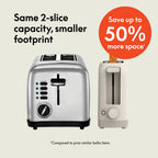 bella 2-Slice Slim Toaster with Extra Long Slot, 6 Setting Shade Control with Reheat & Cancel Buttons, Oatmilk